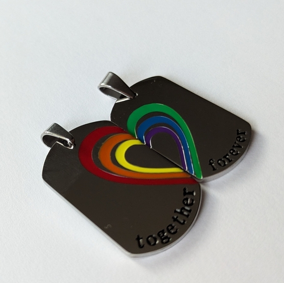 Together Forever Rainbow Heart Dog Tags - Picture 3 of 10